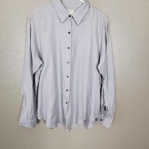 Brooks Brothers 346 Men's Light Gray Striped Long Sleeve Button Front Shirt XL